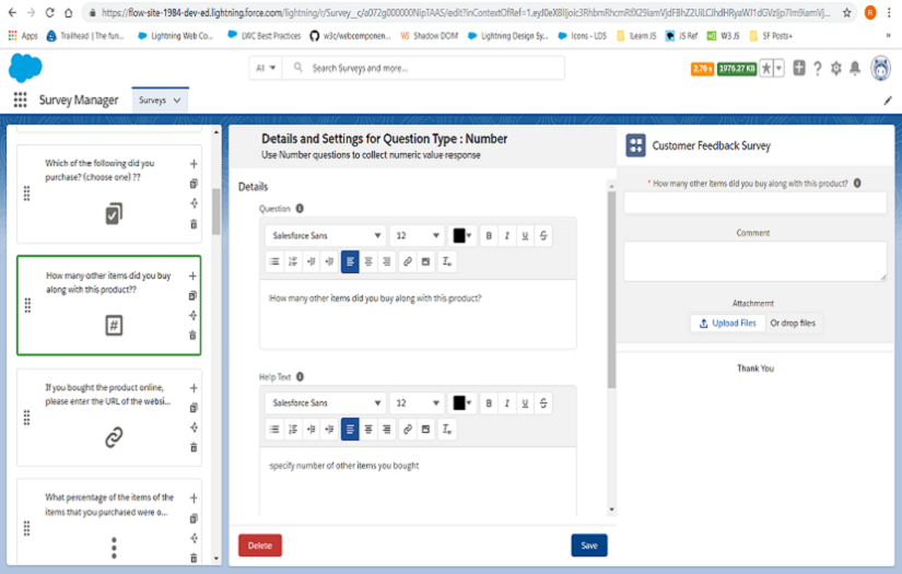 Salesforce Native Survey Framework, using Lightning Web Components screenshot 1